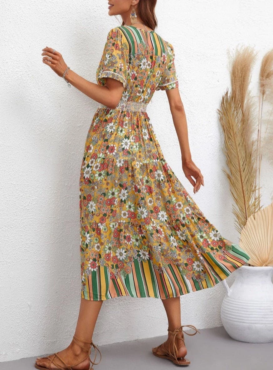 Anna-Kaci Multicolor Floral Retro Print Dress - Image 7