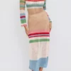 Anna-Kaci Rainbow Striped Square Neck Long Sleeved Cover-Up Dress