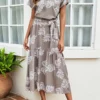 Anna-Kaci Tie Neck Leaf Print Dress