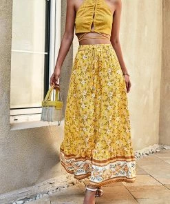 Anna-Kaci Floral Print High Waist Skirt
