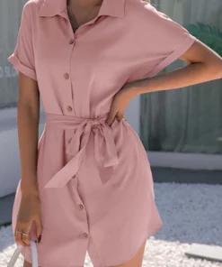 Anna-Kaci Button Down Collared Shirt Dress