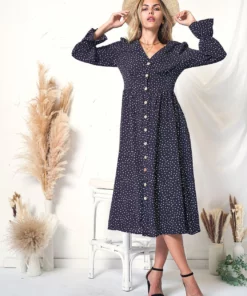 Anna-Kaci Long Sleeve Polka Dot Dress