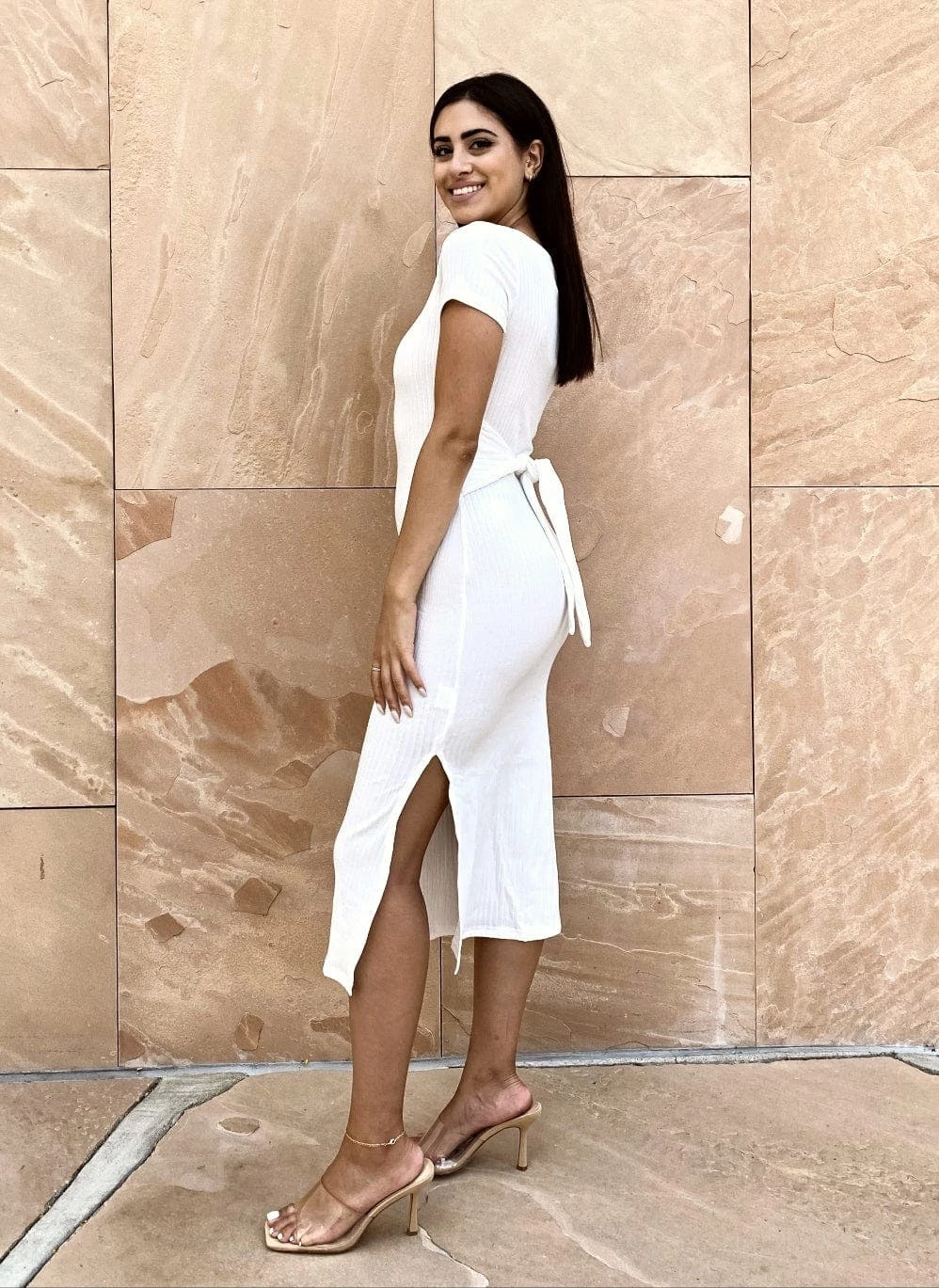 Anna-Kaci Tie Waist Side Slit Dress - Image 3