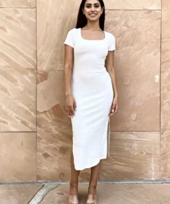 Anna-Kaci Tie Waist Side Slit Dress