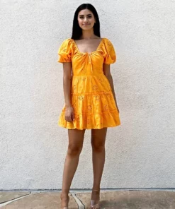 Anna-Kaci Summer Puff Sleeve Open Back Mini Dress