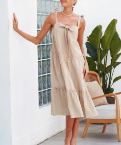 Anna-Kaci Ribbon Detail Tiered Maxi Dress