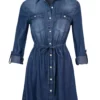 Anna-Kaci Denim Long-Sleeve Jean Shirt Dress