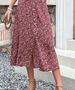 Anna-Kaci Ditsy Floral Button Down Skirt