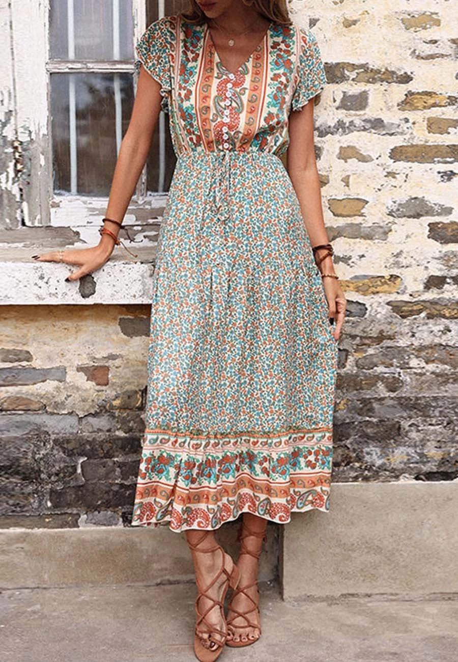 Anna-Kaci Ruffle Sleeve Boho Dress - Image 4