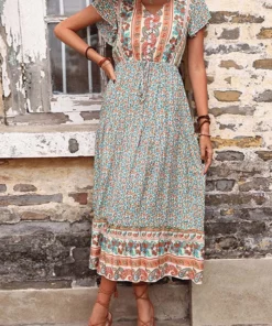 Anna-Kaci Ruffle Sleeve Boho Dress