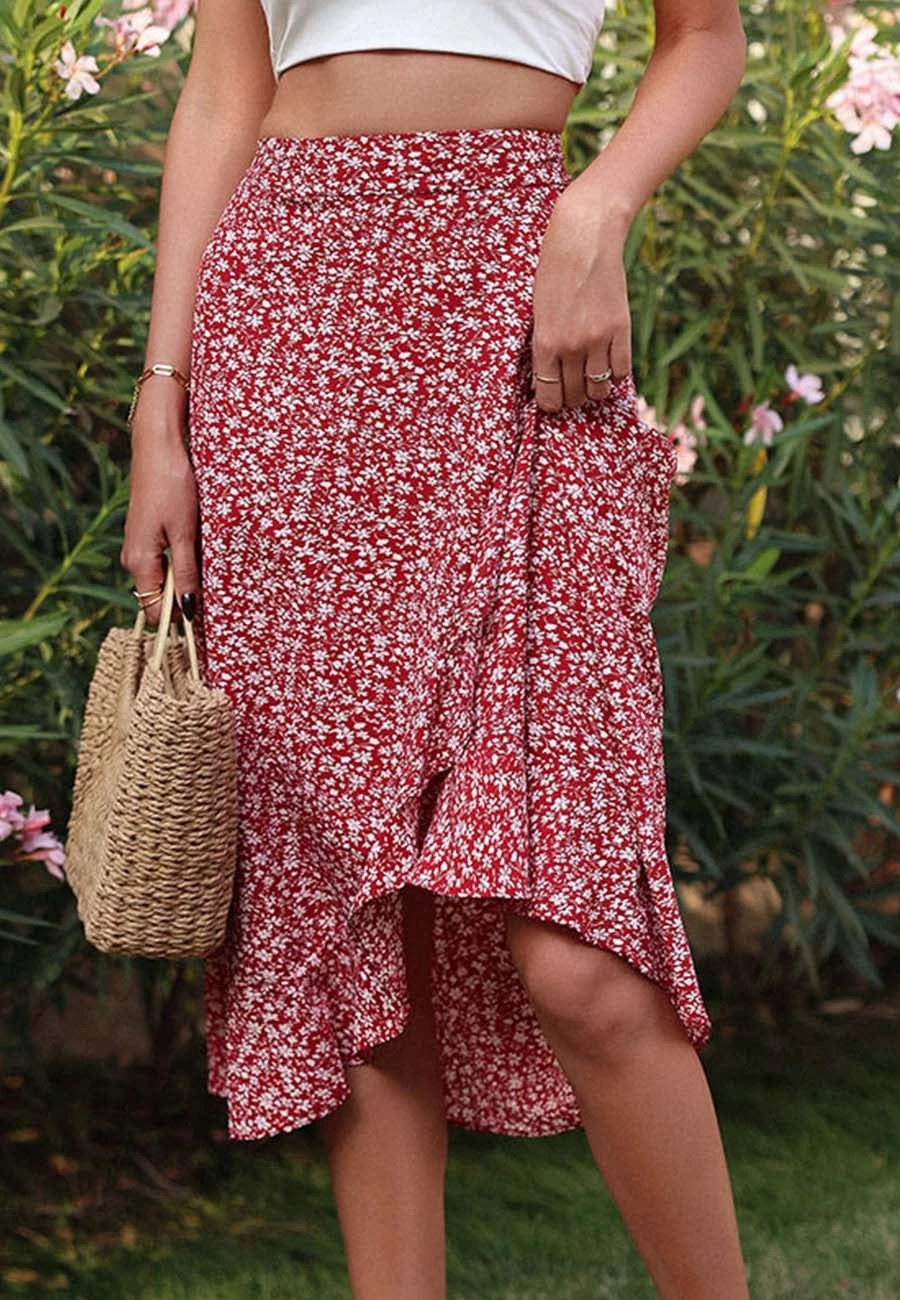 Anna-Kaci Floral Ruffle Wrap Skirt - Image 3