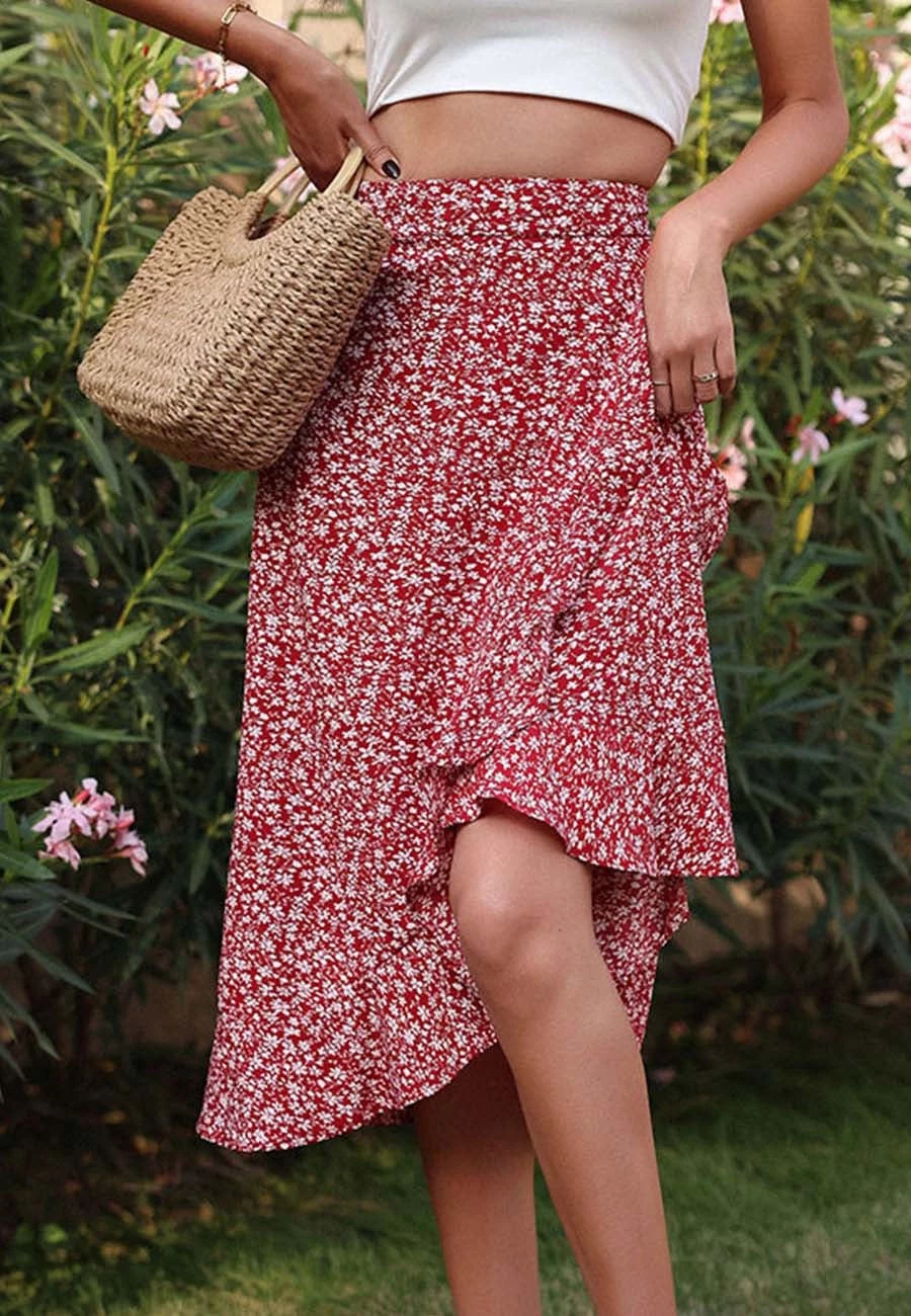 Anna-Kaci Floral Ruffle Wrap Skirt - Image 4