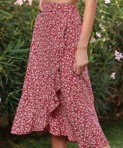 Anna-Kaci Floral Ruffle Wrap Skirt