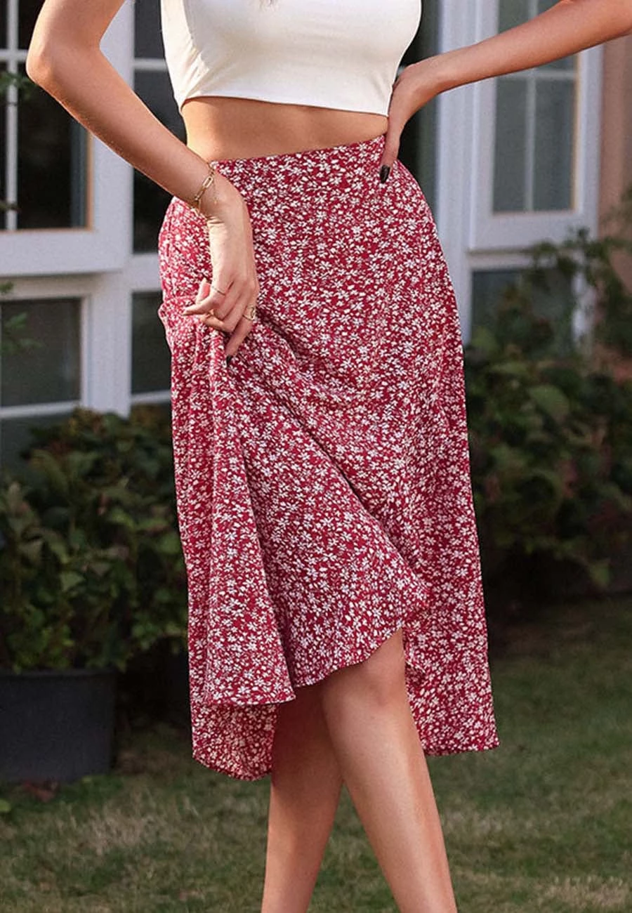 Anna-Kaci Floral Ruffle Wrap Skirt - Image 2