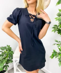 Anna-Kaci Cross Tie Front Shirt Dress