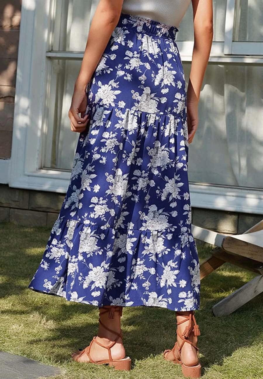 Anna-Kaci Shirred Waist Floral Maxi Skirt - Image 8