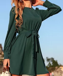 Anna-Kaci Solid Keyhole Front Dress