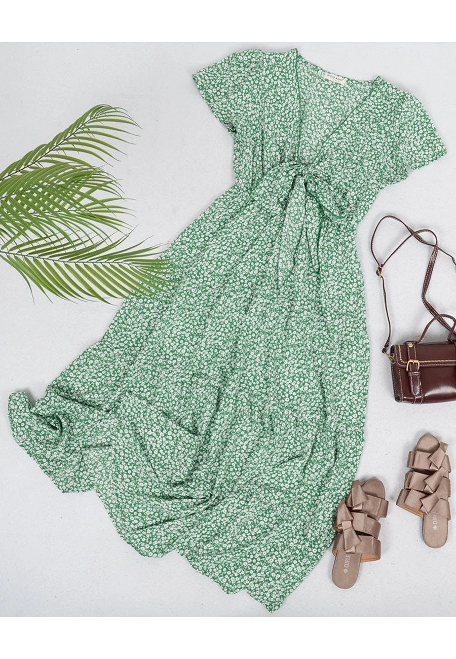 Anna-Kaci Floral Print Ribbon Front Dress - Image 7