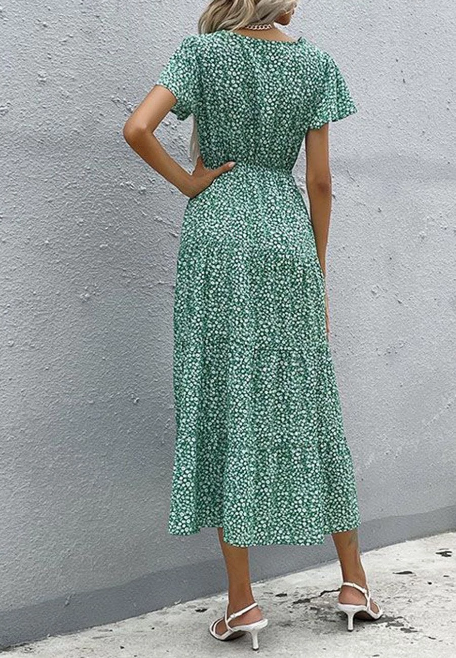 Anna-Kaci Floral Print Ribbon Front Dress - Image 5