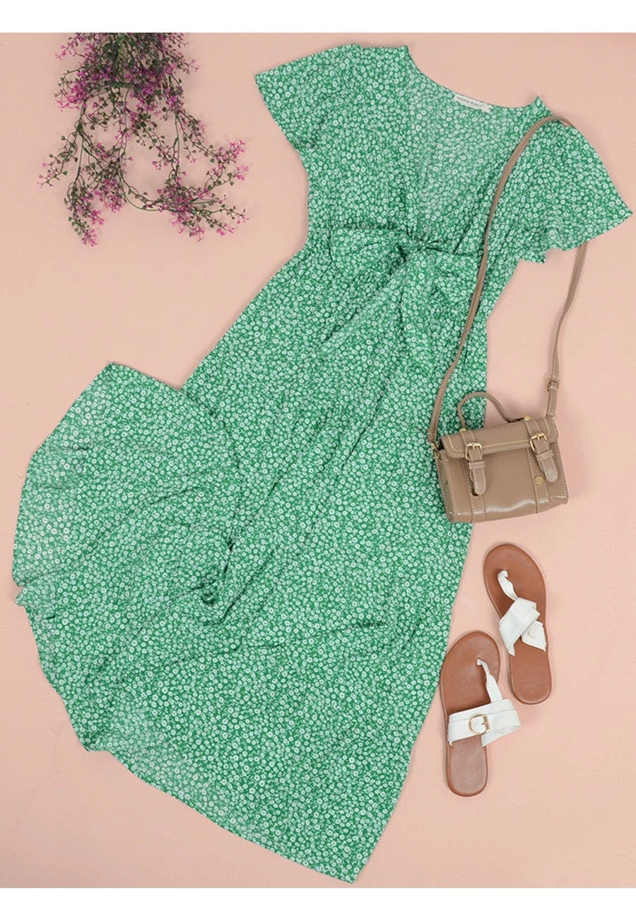 Anna-Kaci Floral Print Ribbon Front Dress - Image 6