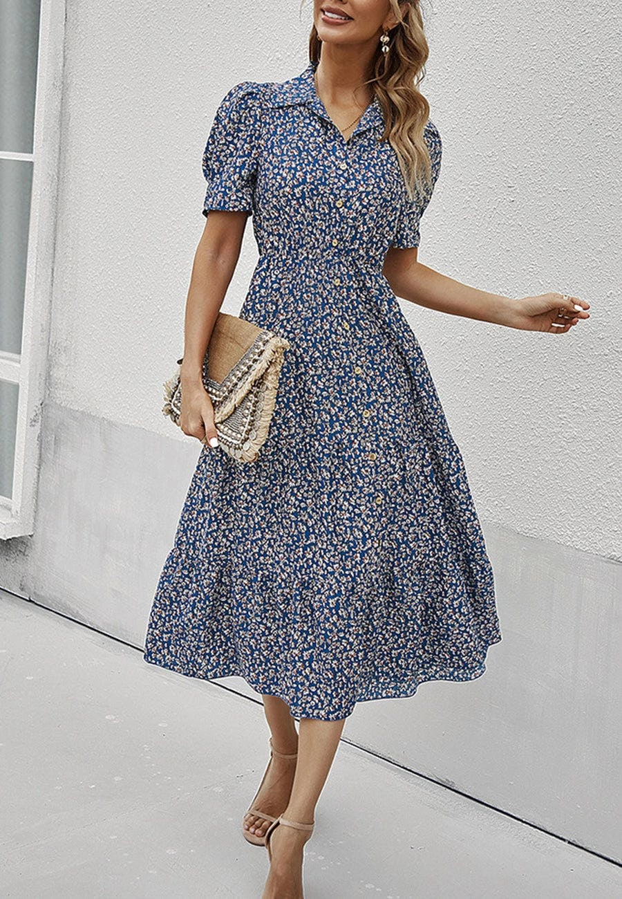 Anna-Kaci Floral Puff Sleeve Vintage Dress 7 Anna-Kaci Floral Puff Sleeve Vintage Dress - Image 7