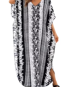 Anna-Kaci Snake Print Bikini Cover Up Beach Maxi Dress With Belt