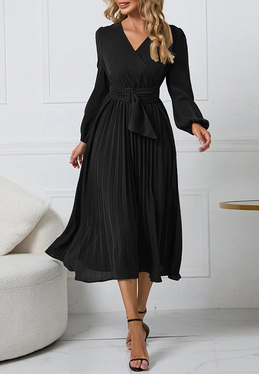 Anna-Kaci Surplice Neck Belted Dress