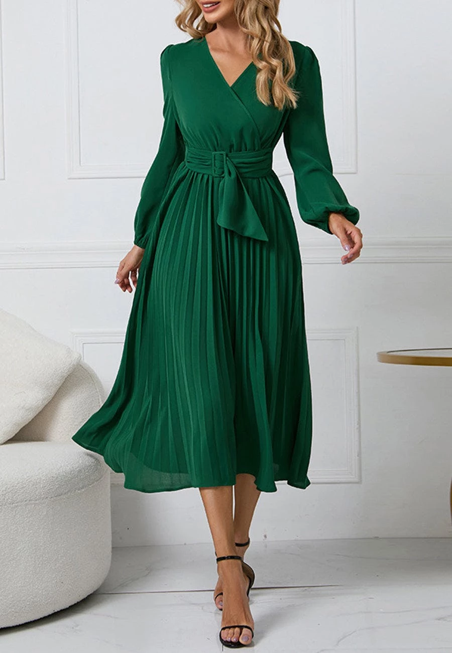 Anna-Kaci Surplice Neck Belted Dress - Image 9