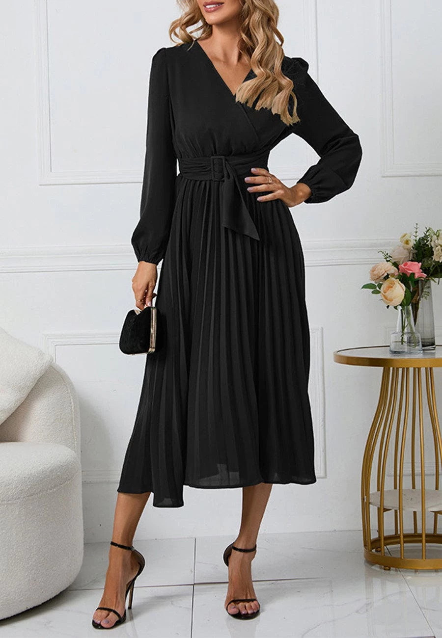 Anna-Kaci Surplice Neck Belted Dress - Image 2