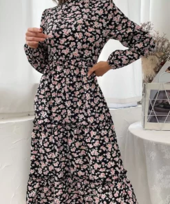 Anna-Kaci Ruffle High Neck Vintage Dress