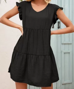Anna-Kaci Ruffle Sleeve Tier Tunic Dress