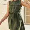 Anna-Kaci Solid Drawstring Waist Dress