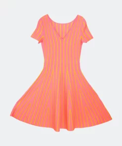 Carolina Herrera Women's Coral Multi Bateau Neck Short Sleeve Fit And Flare Dress