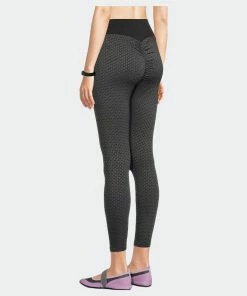 SOBEYO Legging Solid High Waisted Bubble Stretchable Fabric - Black