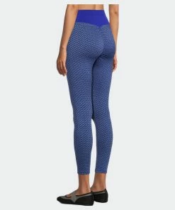 SOBEYO Legging Solid High Waisted Bubble Stretchable Fabric - Blue