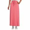SOBEYO Women&apos;s Maxi Long Skirt Drawstring Waist Pockets Soft Comfort Fabric Red