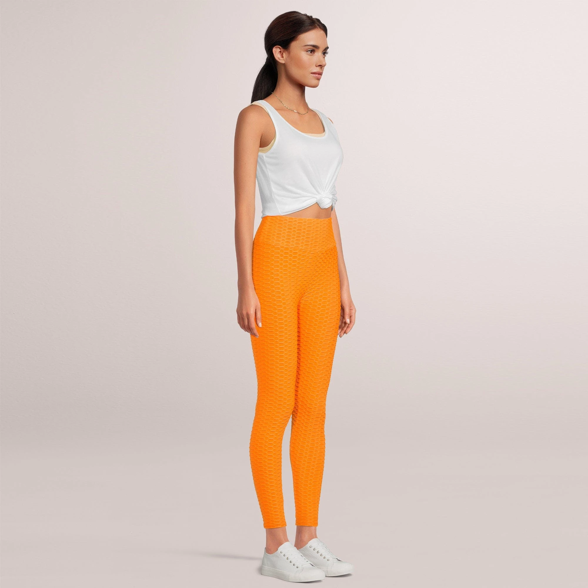 SOBEYO Womens' Legging Bubble Stretchable Orange - Image 2