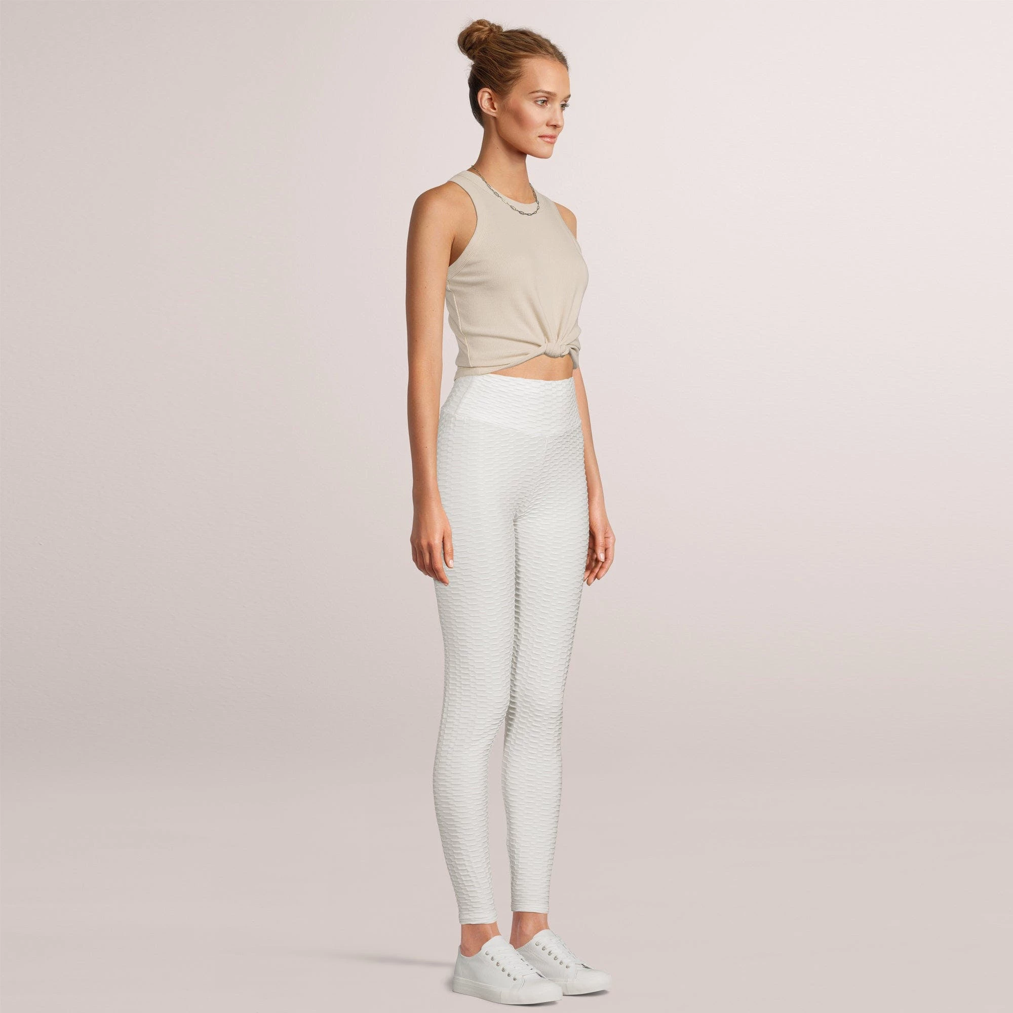 SOBEYO Womens' Legging Bubble Stretchable White - Image 2