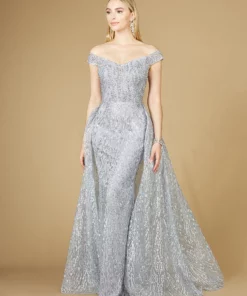 Lara Off Shoulder Overskirt Gown