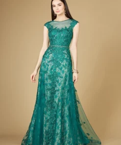 Lara Inspired Lace Gown With Cap Sleeves