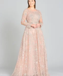 Lara Long Sleeve High Neck Gown