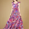 Lara 29271 - Printed Gown With Ruffle Skirt