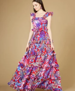 Lara 29271 - Printed Gown With Ruffle Skirt