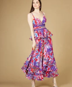 Lara 29268 - Ruffle Skirt Printed Gown