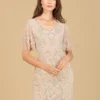 Lara Beaded Short Dress With Cape Sleeves