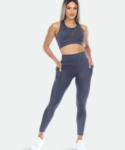 White Mark Racer Back Sports Bra & Mesh Leggings Set