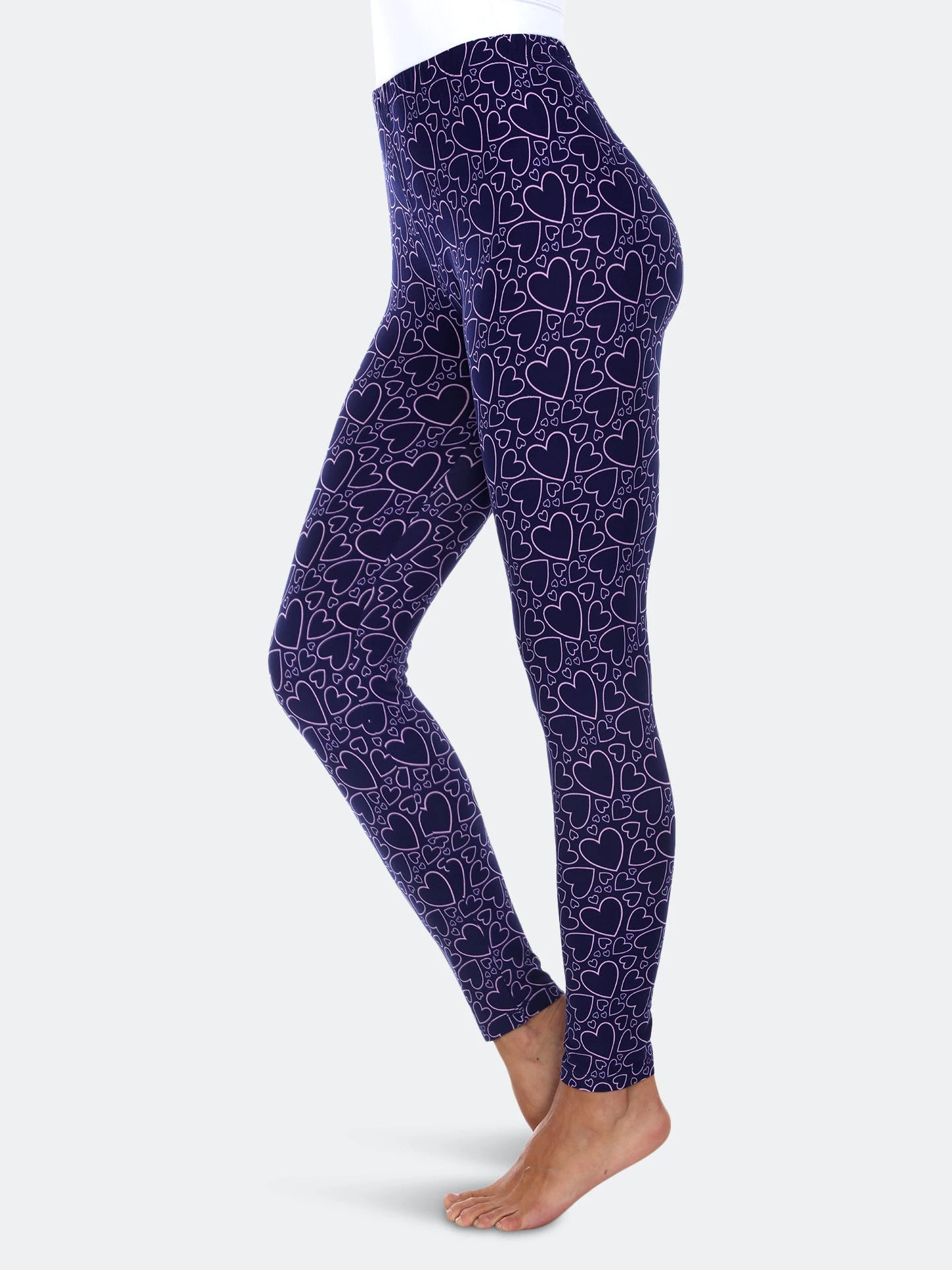 White Mark Super Soft Heart Printed Leggings - Image 3