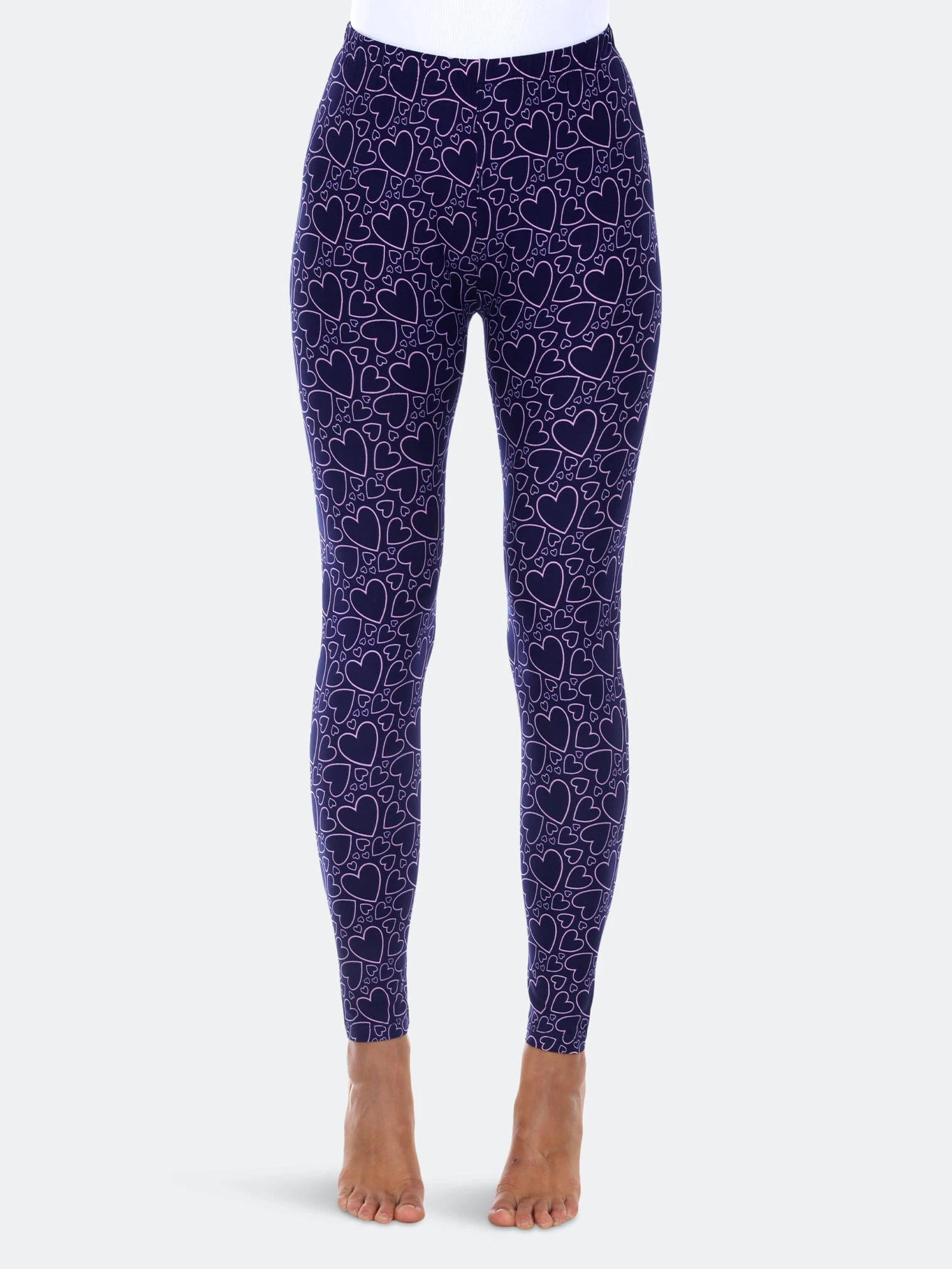 White Mark Super Soft Heart Printed Leggings