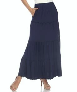 White Mark Tiered Maxi Skirt