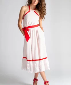 Miguelina Amanda Red-Dot Dress